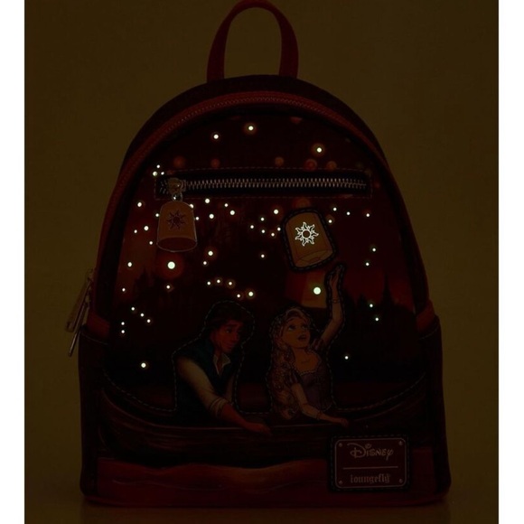 Loungefly Disney NWT Tangled Rapunzel & Flynn Boat Scene GITD Mini backpack